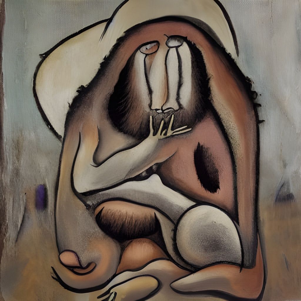 Dreaming Equine Rabbit in a Vivid, Textured Landscape