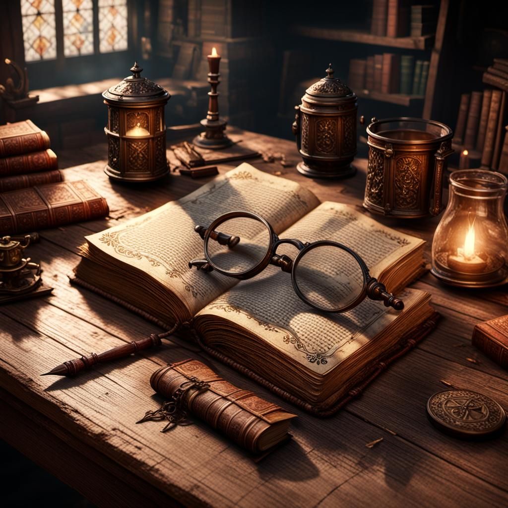 Harry Potter with Old Book in 3D Rendering