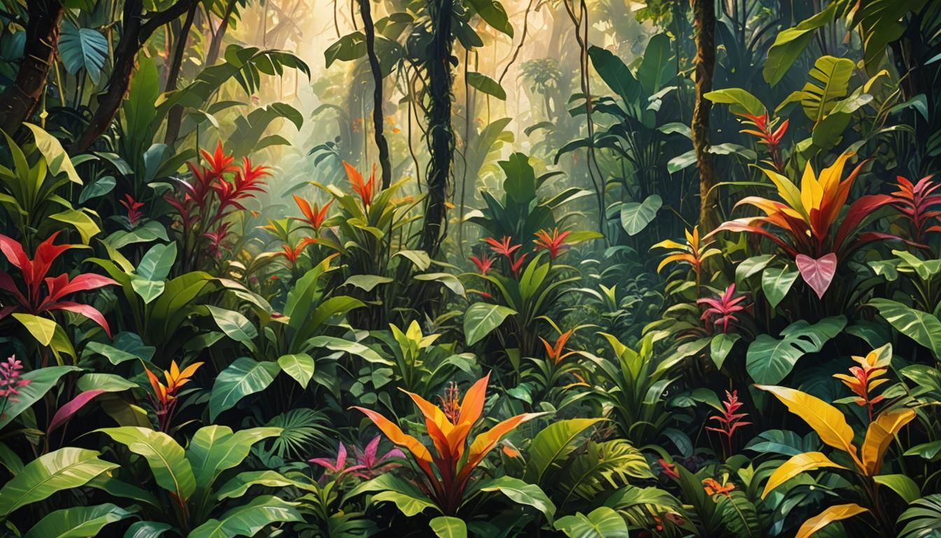 Vibrant Jungle Floor Conceptual Art in Fauvist Palette