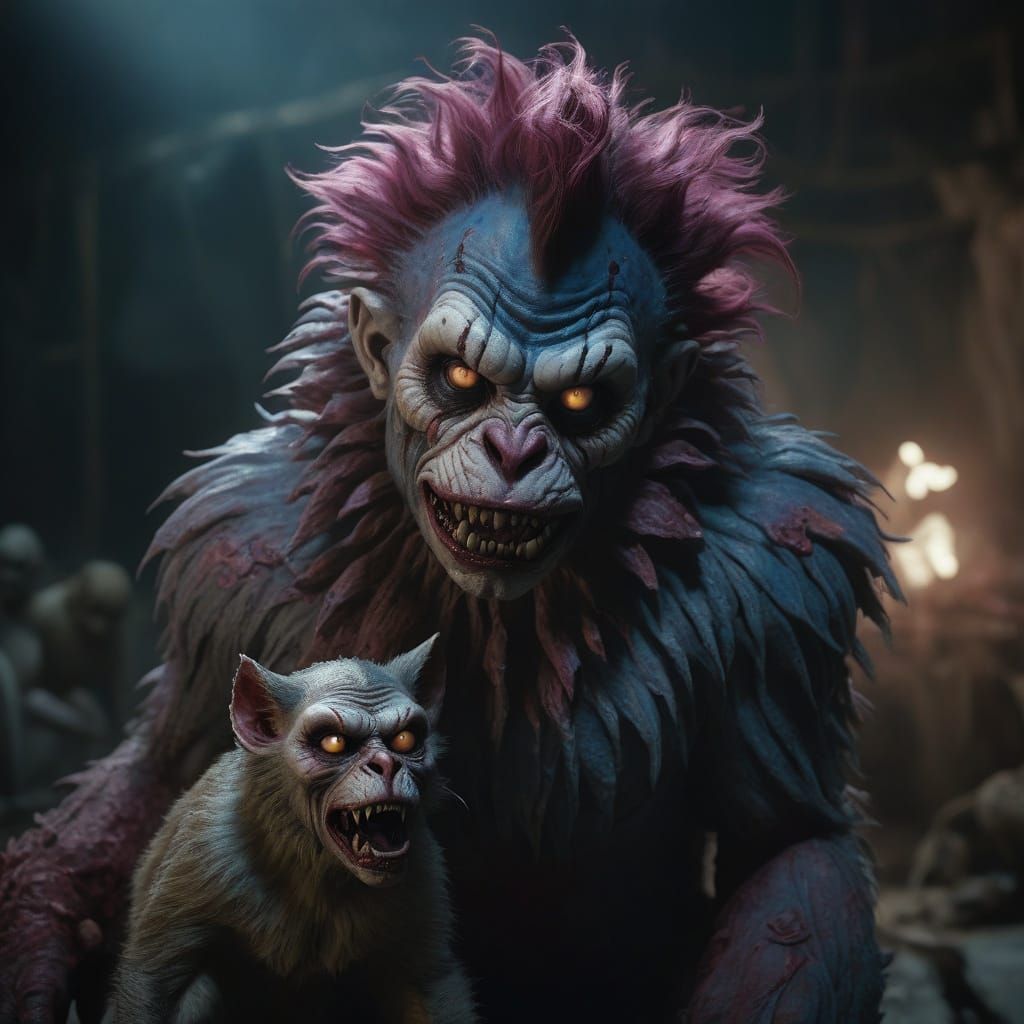 Eerie Circus Creatures in Dark Fantasy Style