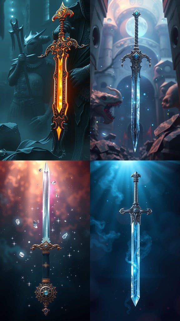 Crystal Long Sword in Detailed Matte Painting