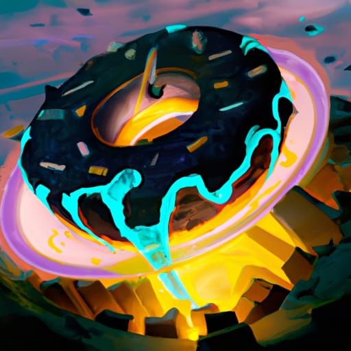 Surreal Donut Scene in Deep Fantasy Colors