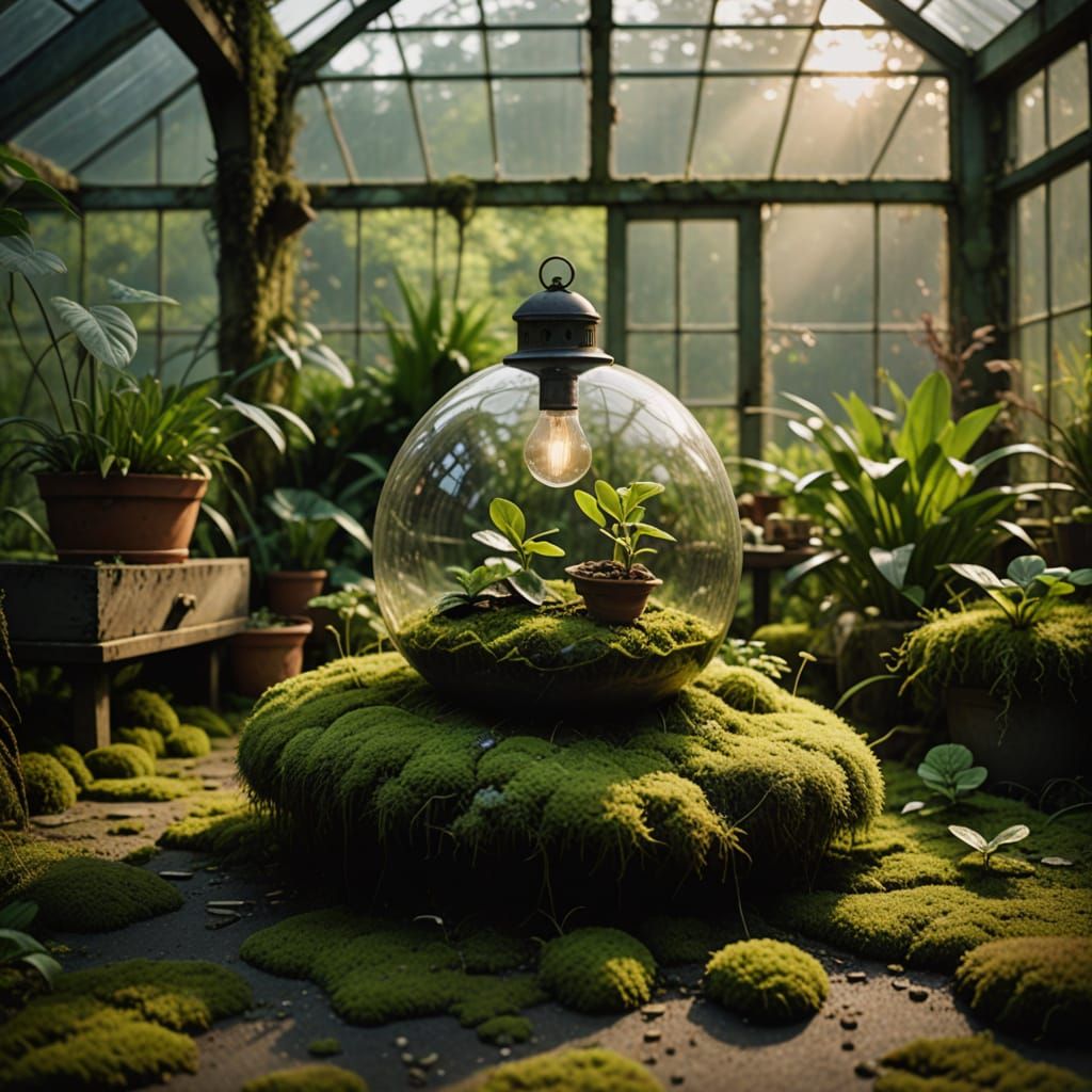 Surreal Still Life in Overgrown Greenhouse