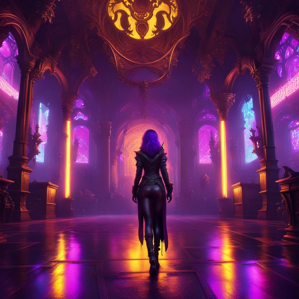 Neon Goth Gaming Masterpiece in Dark Fantasy Style