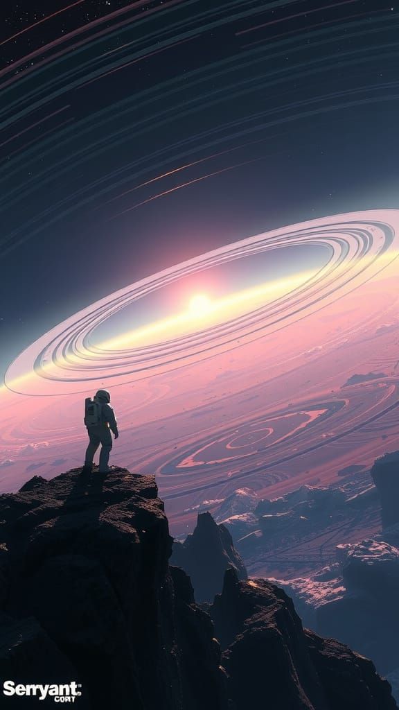 Cosmic Wonder: Astronaut on a Distant Planet with Rings