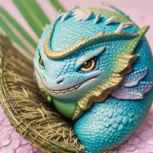 Tiny Dragon and Coconut in Impressionist Style