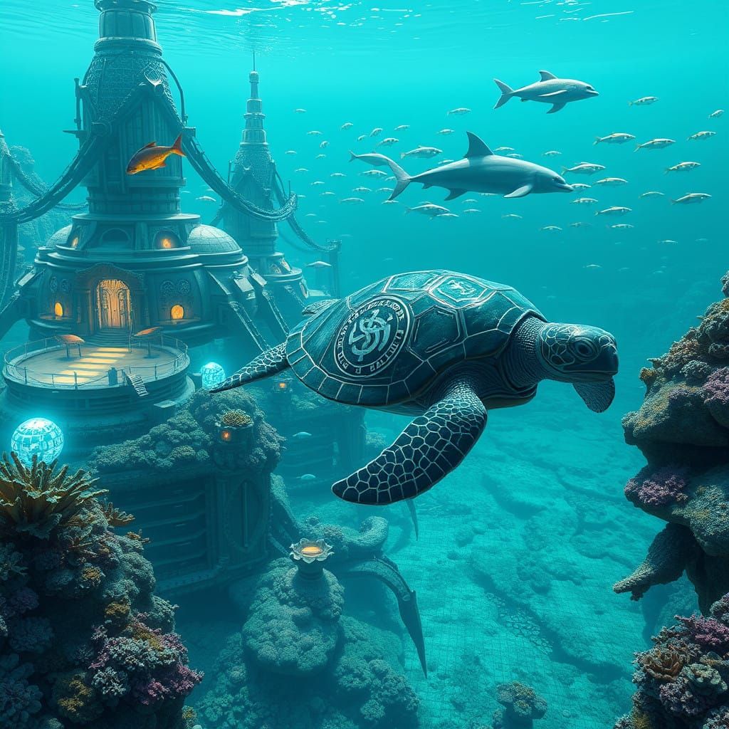 Futuristic Coral Reef Metropolis Unveiled in Radiant Marine...