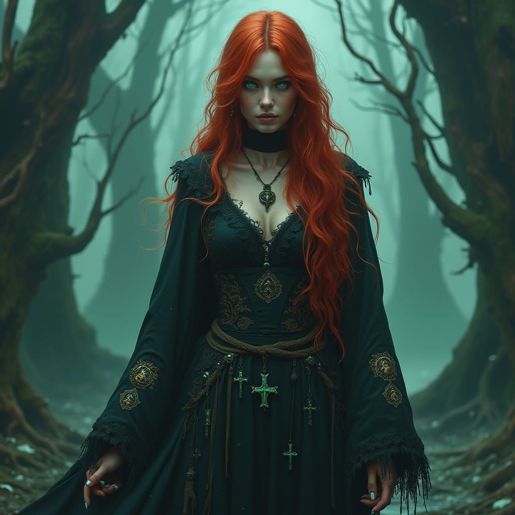 Mysterious Necromancer in a Dark Fantasy Landscape