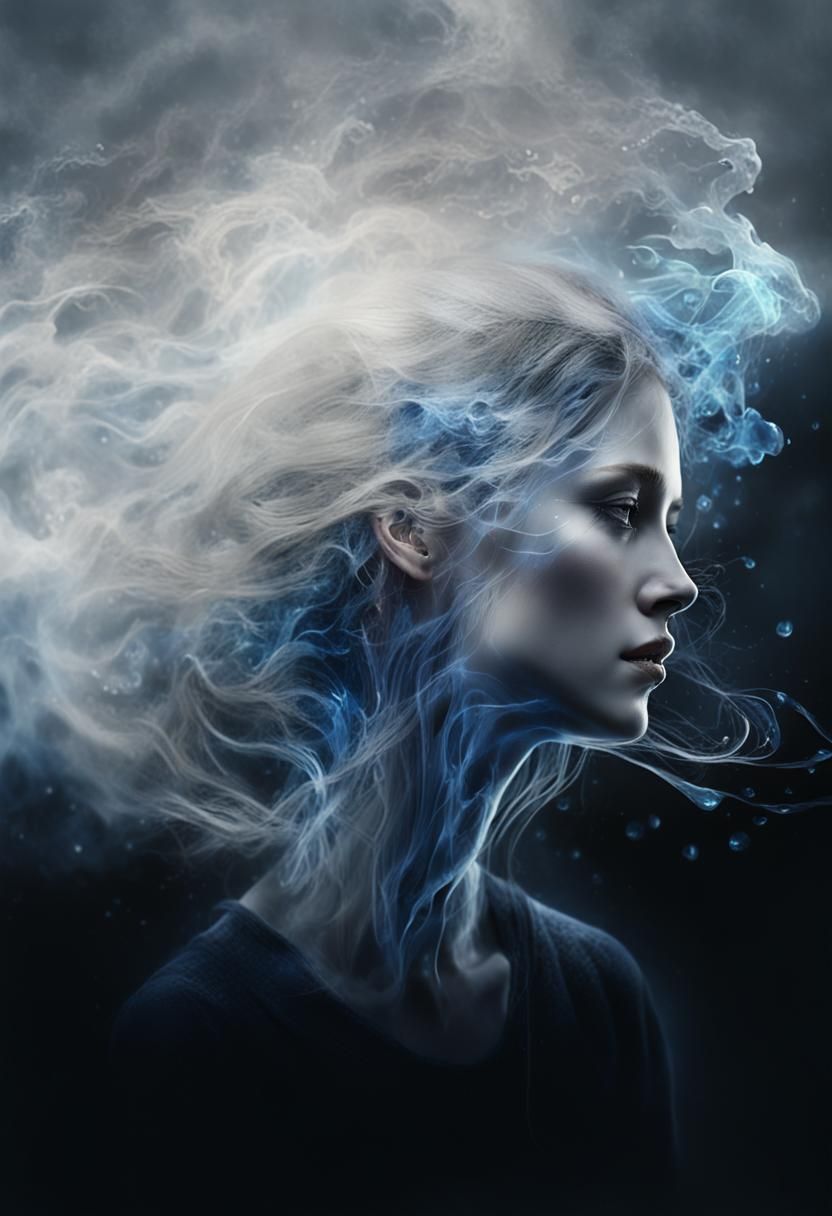 Surreal Glowing Woman Made of Ghostly Flames