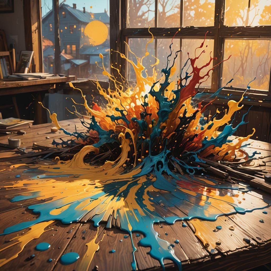 Ink Spill Creates Vibrant Abstract Painting