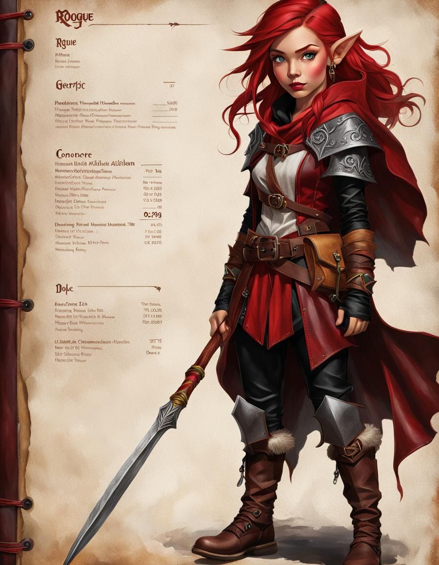 Halfling Rogue Character Sheet in Sketchbook Style