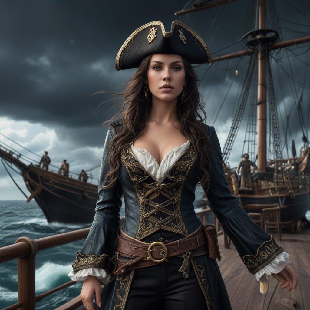 Pirate Captain in Stormy Seas