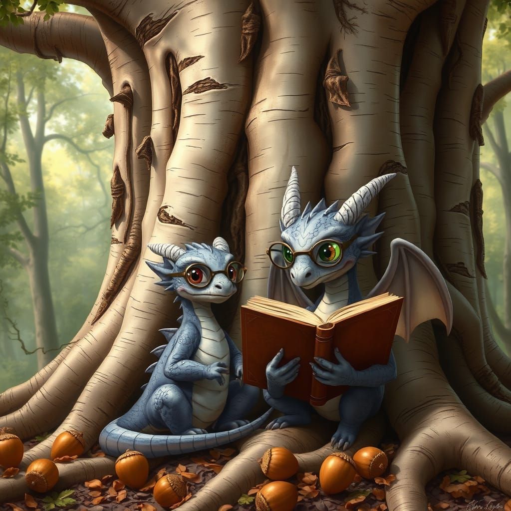 Majestic Treant and Lavender Dragon in Whimsical Woodland