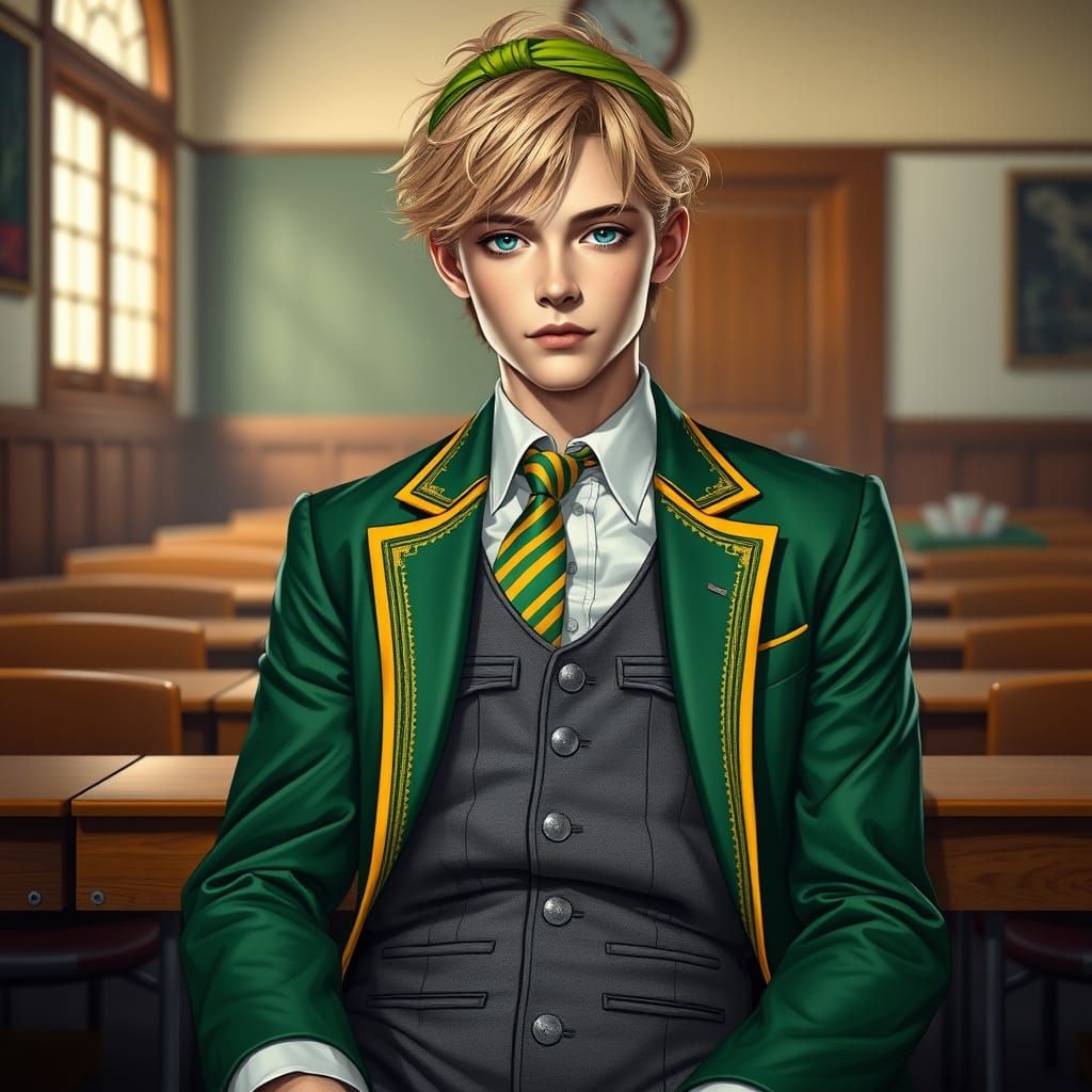 Elegant Gentleman in Emerald Green Attire