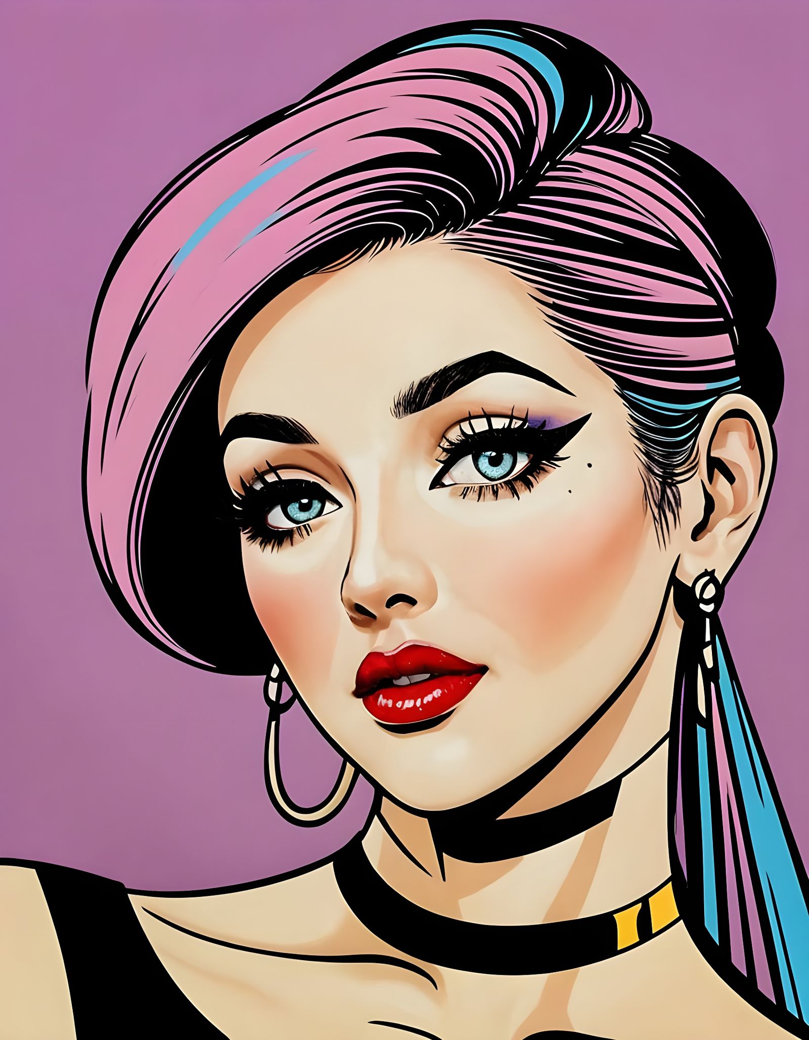 Abstract Sketch of Woman with Beehive Hairstyle