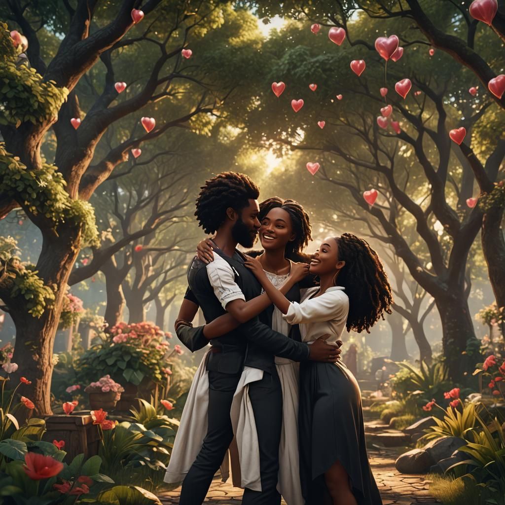 Black Couple in Love: 3D Game Cinematic Rendering