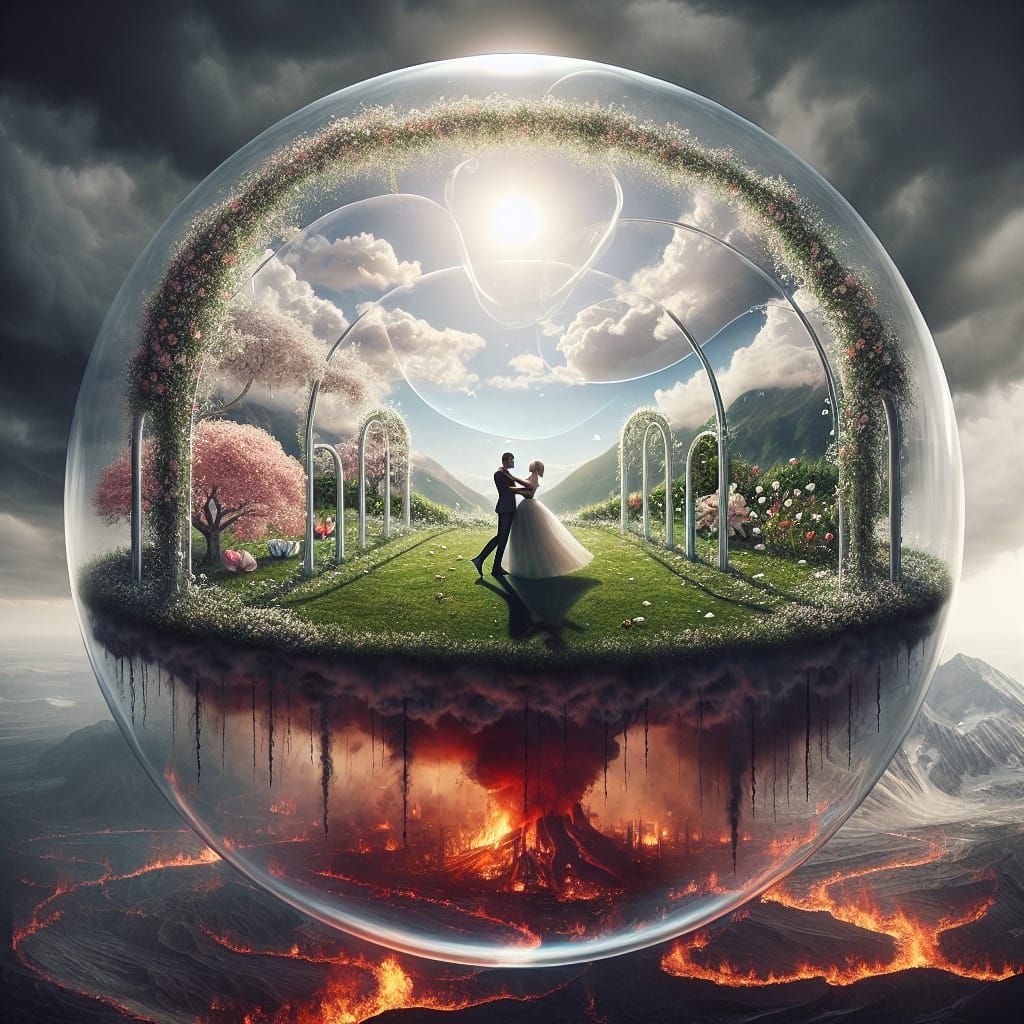 Couple Enjoys Serene Dance Within a Protective Crystal Sanct...