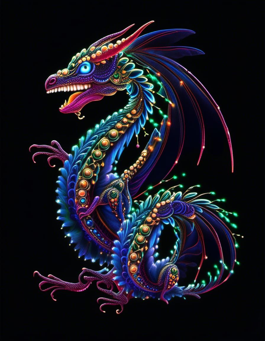 Bioluminescent Creature in Magical Forest with Glowing Accen...