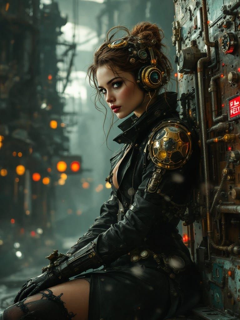 1950s Pin-Up in Steampunk Alternate History