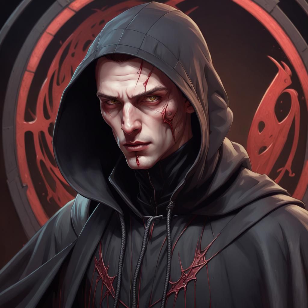 Sinister Vampire Fencer in Hyperdetailed Portrait