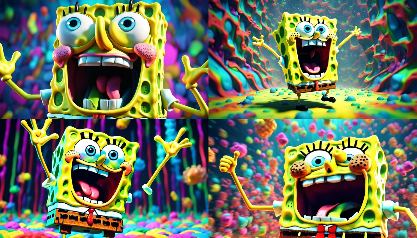 Spongebob Screaming: A Trippy 3D Render Masterpiece