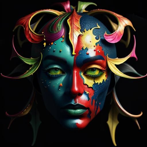 Psychedelic Fractal Leaves in Vivid Oil Painting