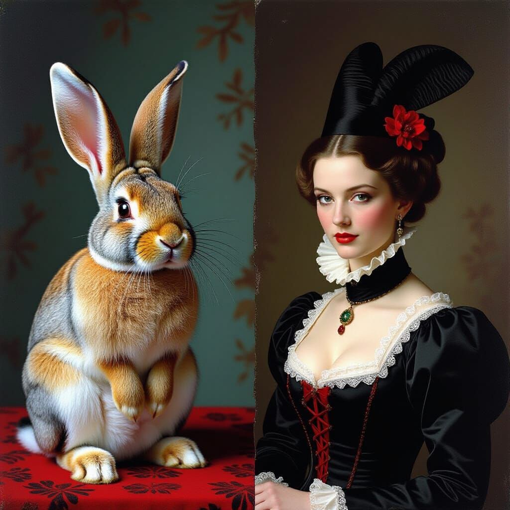 Rabbit Vampire Hybrid in Pop Art Style