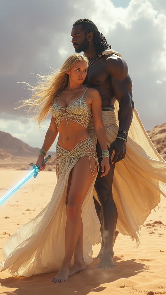 Desert Warrior Woman with Energy Blade