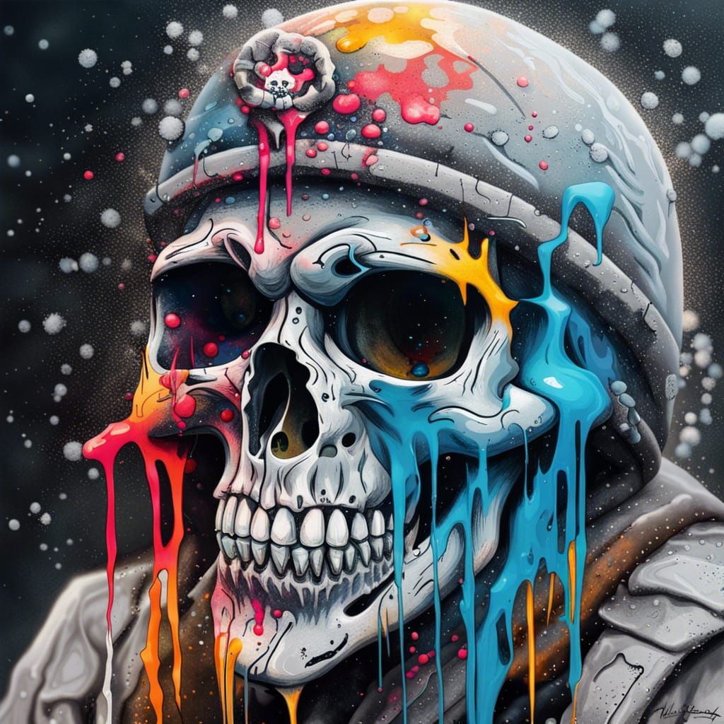Warrior Skull with Frost in Graffiti Street Art