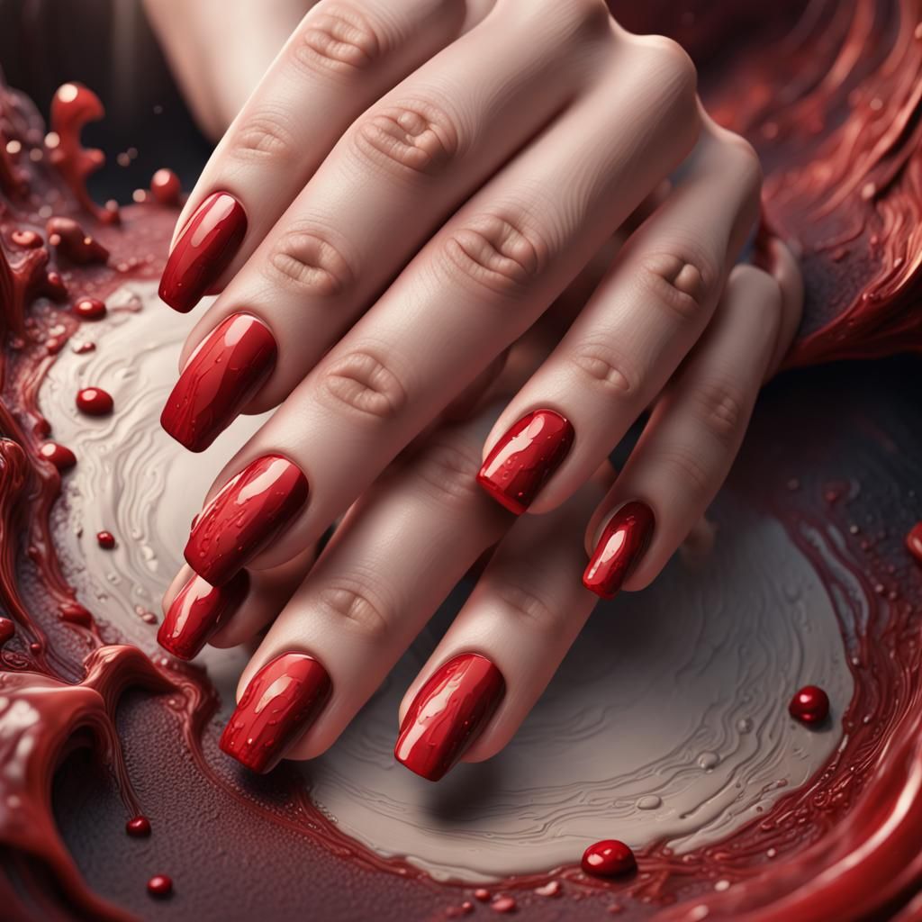 Detailed Matte Painting of Red Nail Polish