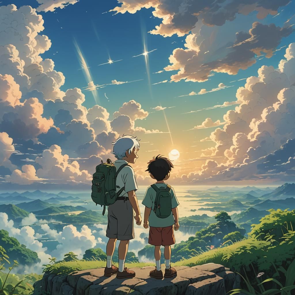 Boy and Grandpa in Heaven: Studio Ghibli Anime