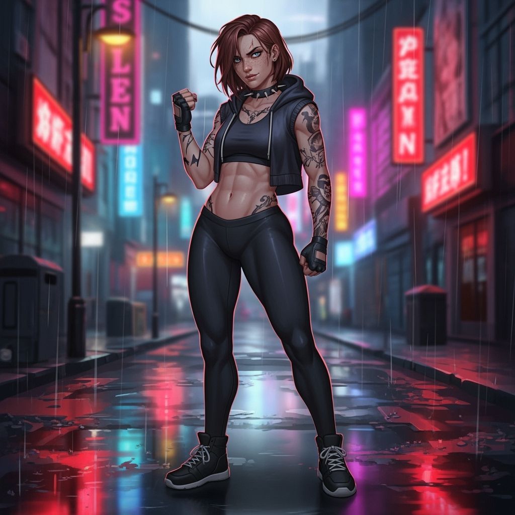 Anime Character in Neon Cyberpunk Street