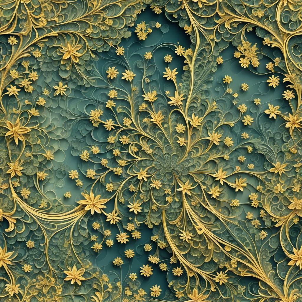 Abstract Fractal Meadow with 3D Shading