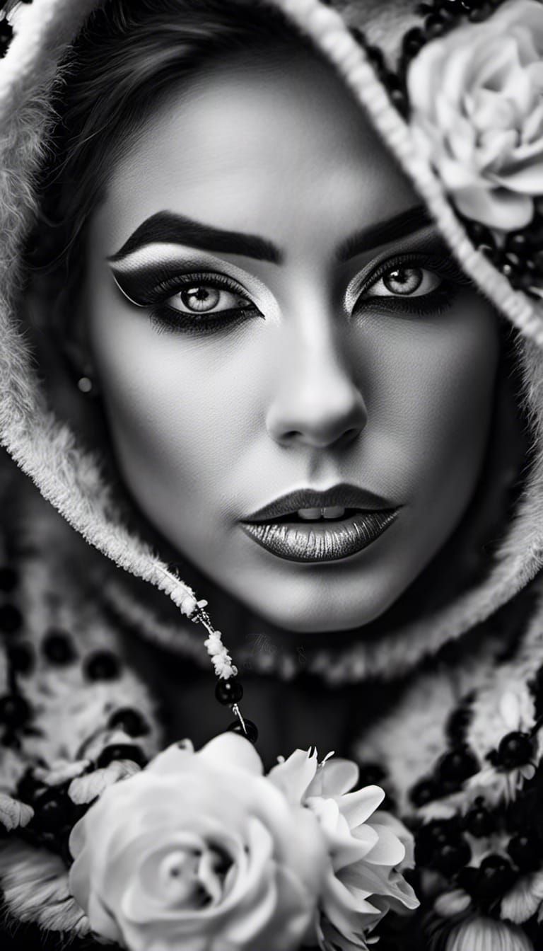 Beguiling Woman Portrait in Black and White
