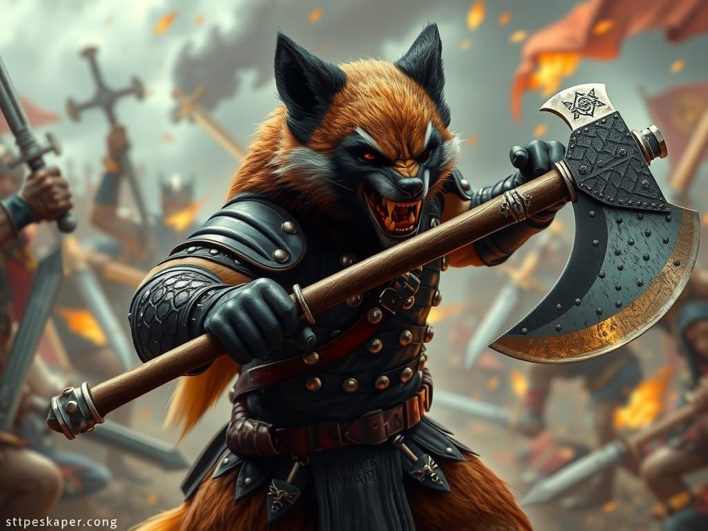 Fierce Medieval Fantasy Warrior Wolverine
