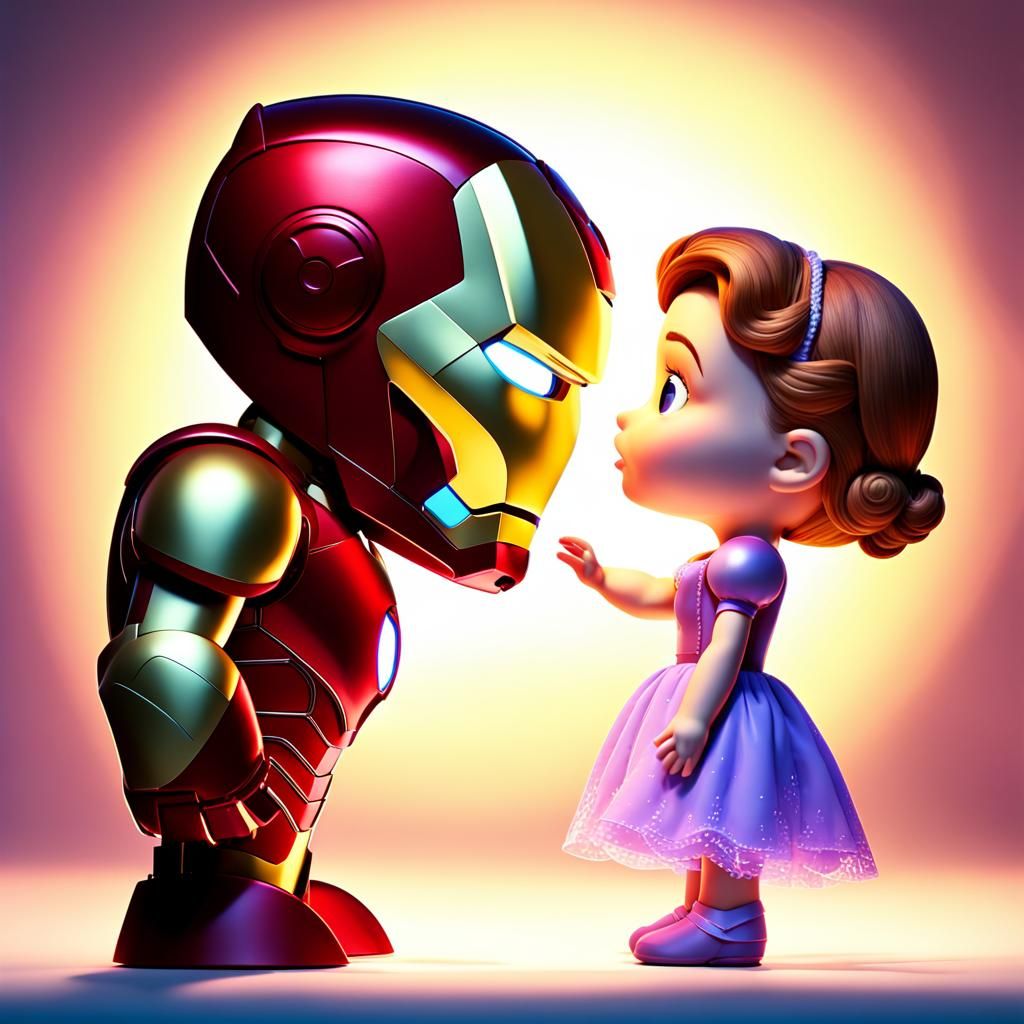 Iron Man and Sofia Kiss: 3D Digital Art