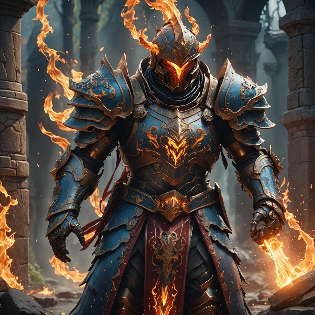 Animated Armor Ablaze with Arcane Magic