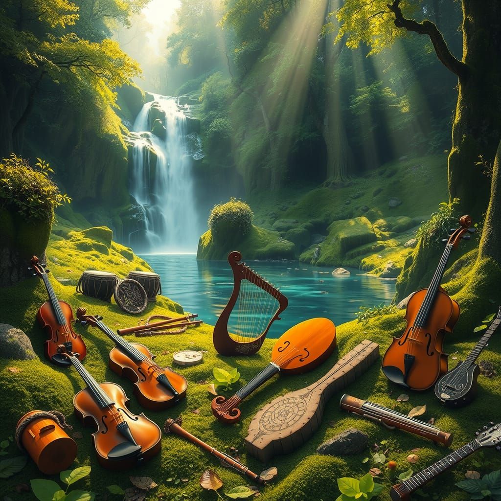 Epic Celtic Forest Scene in Golden Light