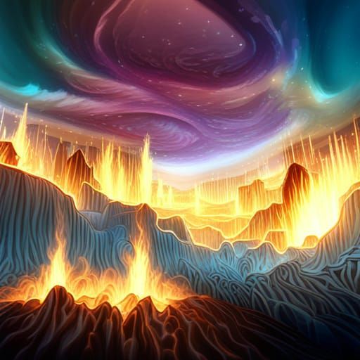 Psychedelic Tribal Bonfire Rain Dance in 3D