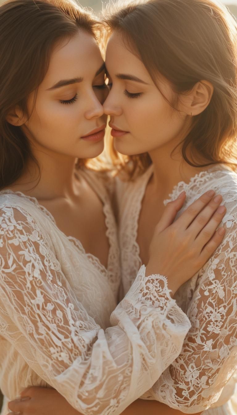 Tender Embrace in Golden Light: Romantic Realism