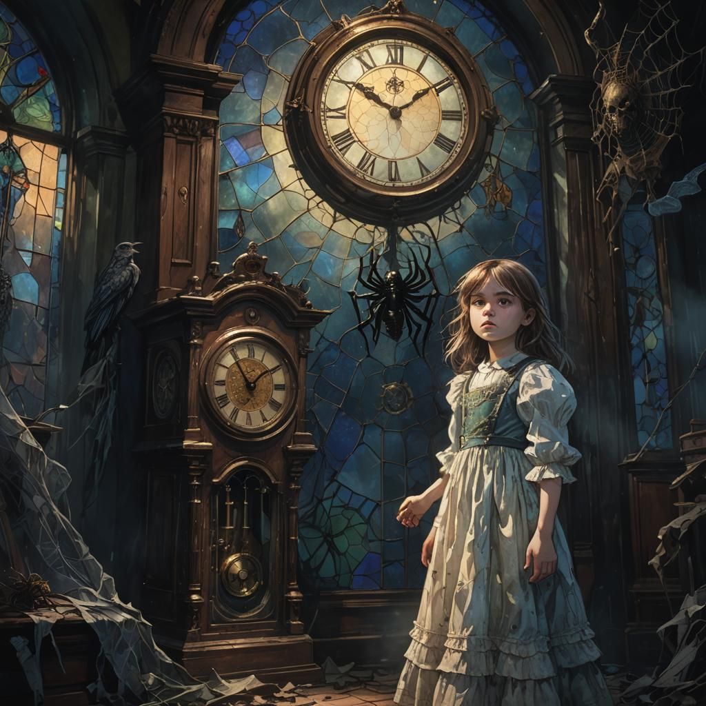 Ethereal Child in Haunted House: Dark Fantasy Art