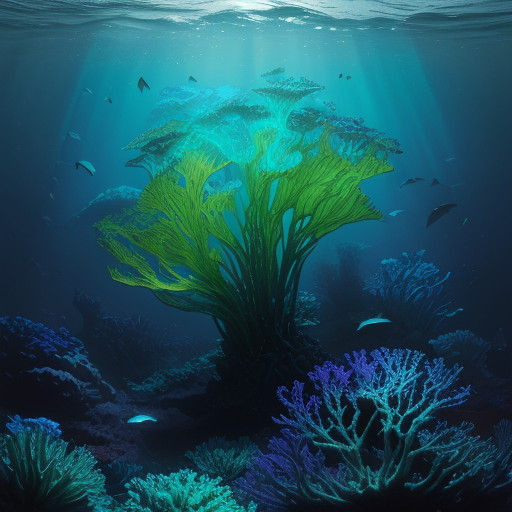 Ethereal Ocean Depths: Kelp in Iridescent Hues