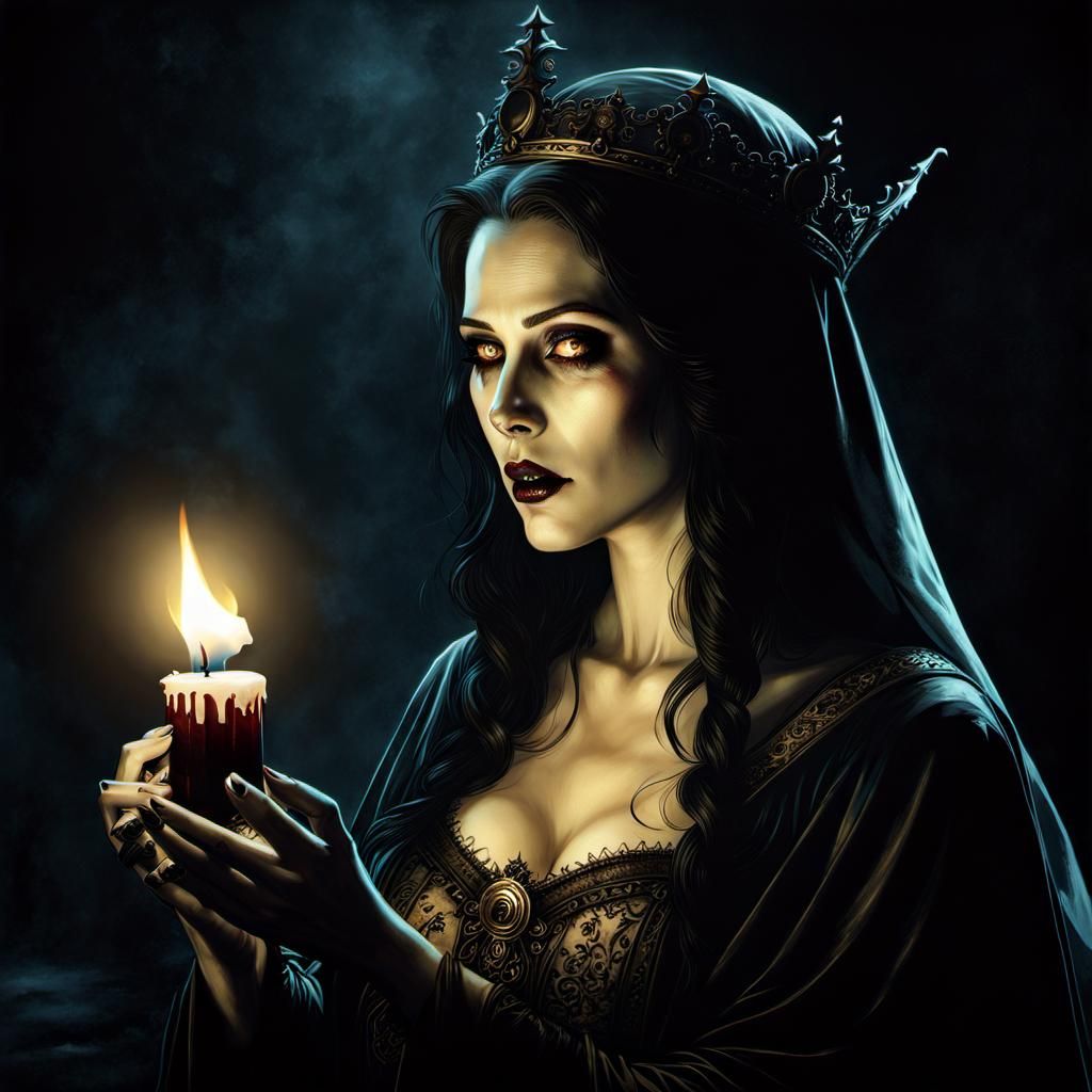 Necromancer and Zombie in Gothic Horror Scene