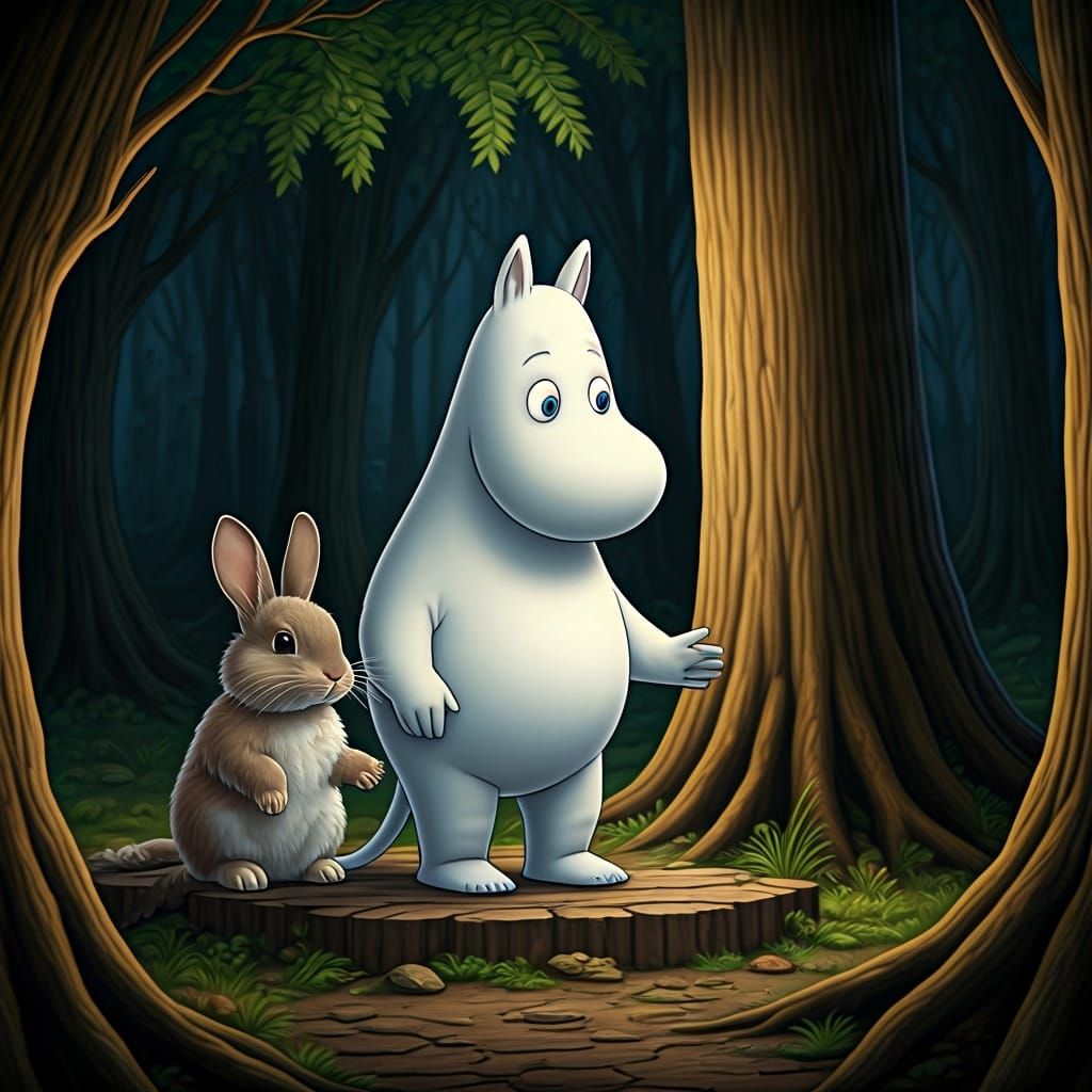 Rabbit and Moomin Troll Meet