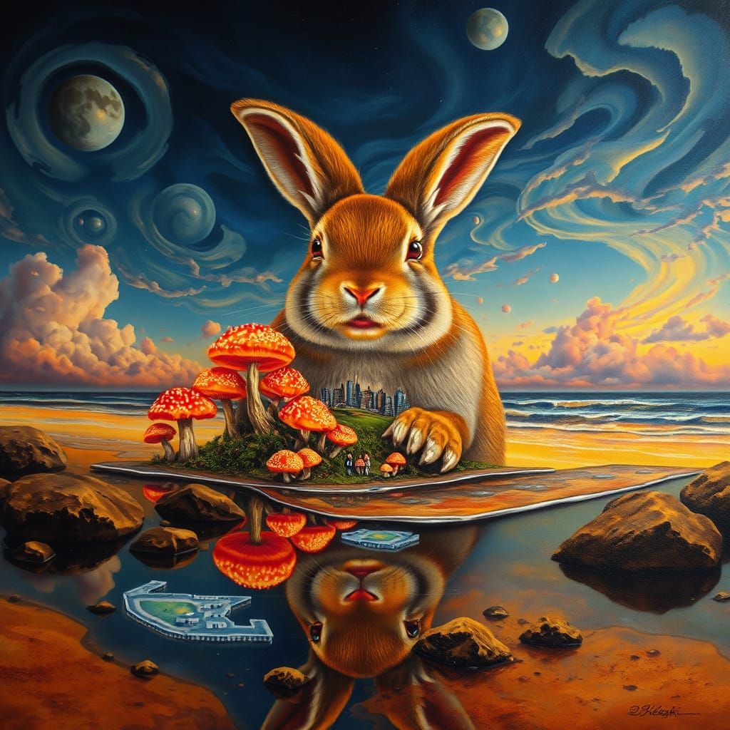 Beksiński-Inspired: Bioluminescent Bunny Reflects Miniature ...
