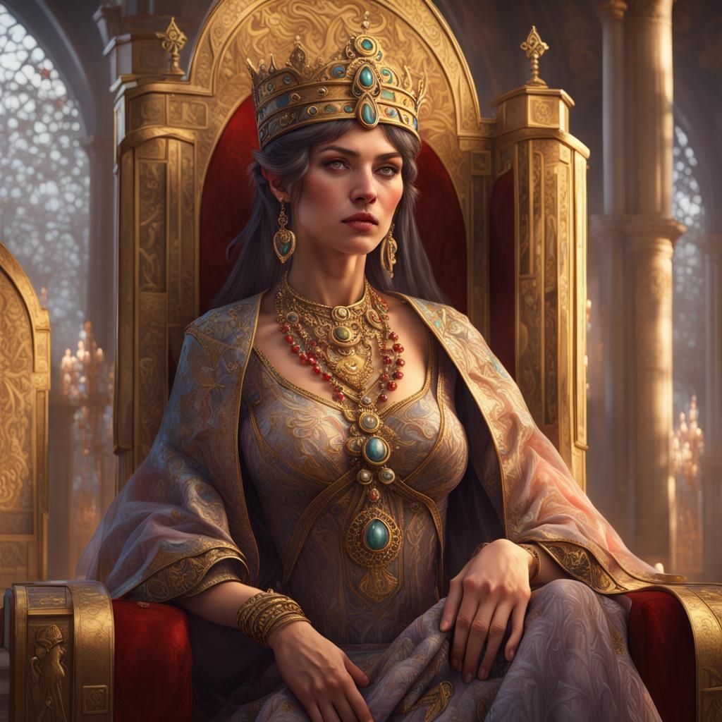 Empress Theodora on Throne, Hyperdetailed Portrait