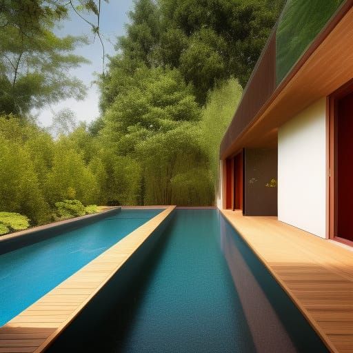 Modern Two-Story House with Pool and Garden