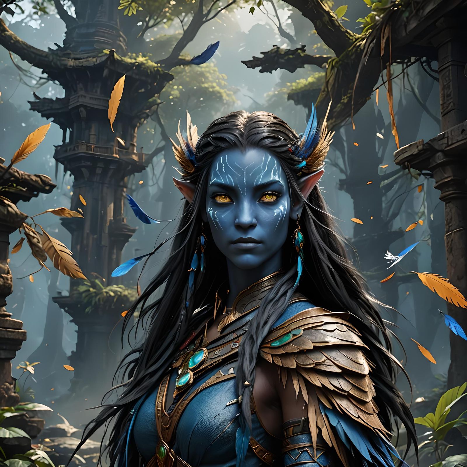 Avatar Na'vi Female Portrait in Detailed Digital Art