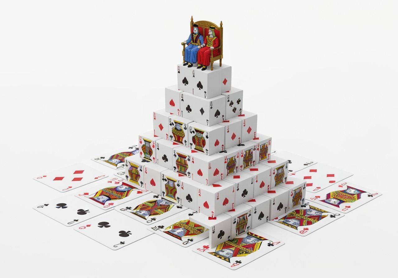 Playing Card Pyramid Castle Tower with Royal Figures