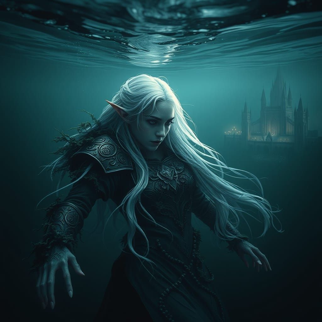 Ethereal Elf Submerged in a Mysterious Ocean
